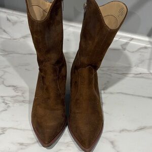 Nine West Dark Brown Suede Heeled Boots